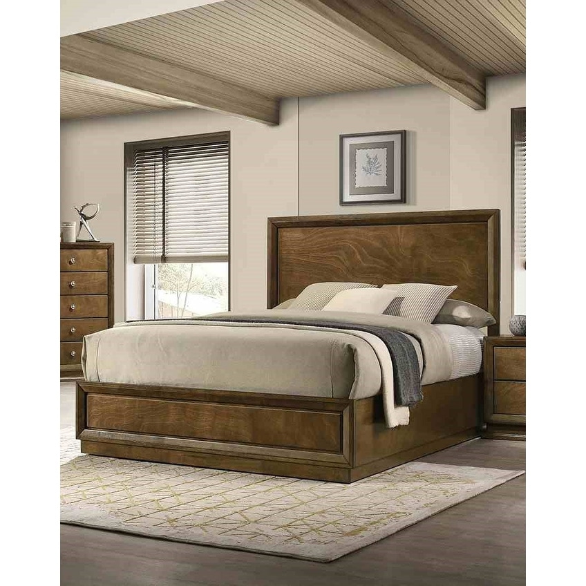 Transitional 1pc Walnut Finish Bed