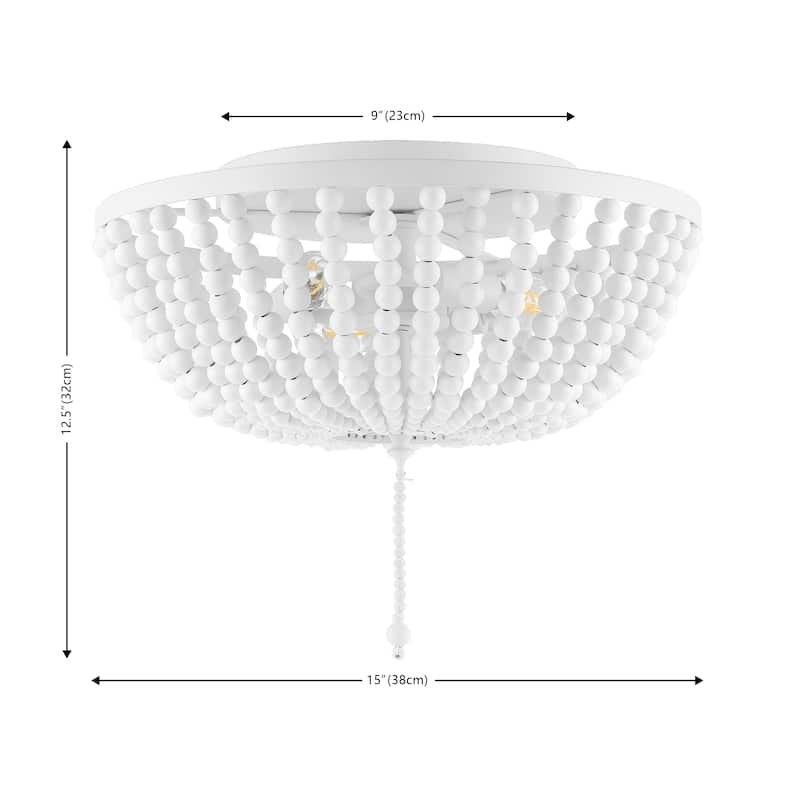 Allie Wood Beaded/Metal LED Flush Mount, by JONATHAN Y