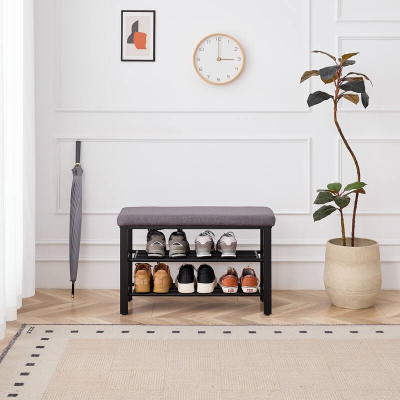 Shoe Bench, Storage Bench, Entryway Bench with Cushion, Shoe Shelf with Seat, Space-Saving, Modern Style, for Living Room