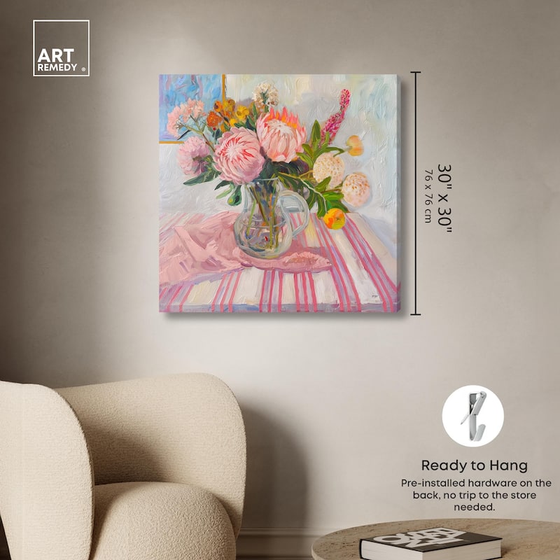 Pink Protea Pitcher Canvas by Art Remedy, Gallery Wrapped