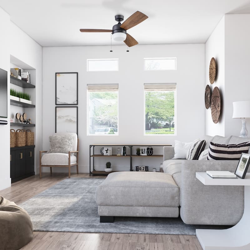 44" Honeywell Barcadero Matte Black Contemporary Indoor LED Ceiling Fan with Light, Pull Chain