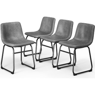 Modern 18 Inch Upholstered Dining Chairs Set of 4 with PU Leather ...
