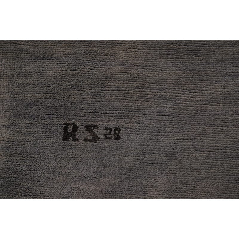 Modern Gray Gabbeh Oriental Area Rug Hand-Knotted Solid Wool Carpet - 5'1" x 6'5"