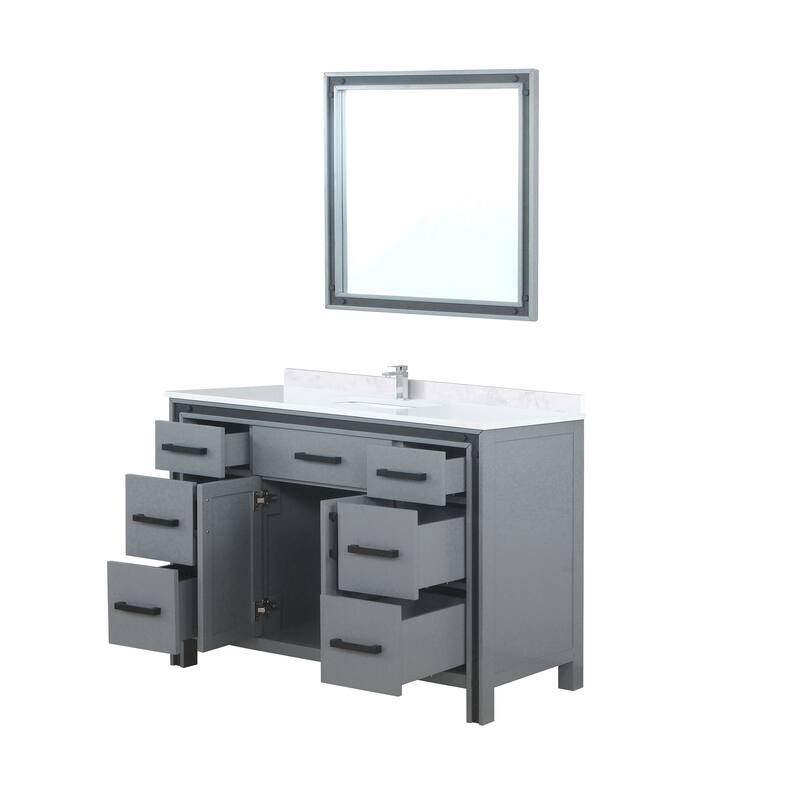 Ziva 48 in W x 22 in D White Bath Vanity, White Quartz Top, Faucet Set and 34 in Mirror