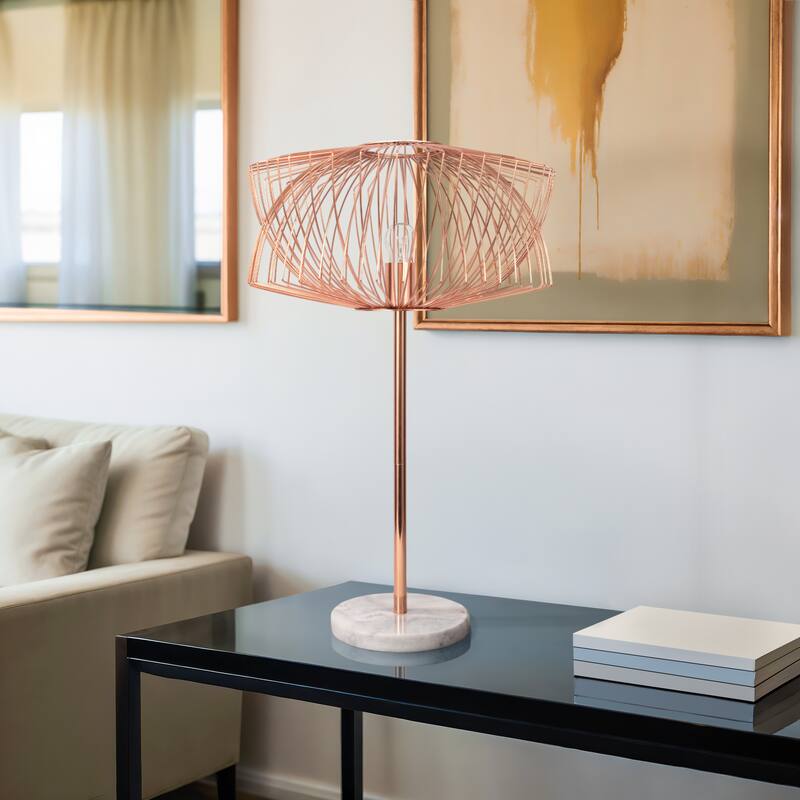 Sagebrook Home Rose Gold Modern Glam Metal Table Lamp, 28 Inch - 18" x 18" x 28"