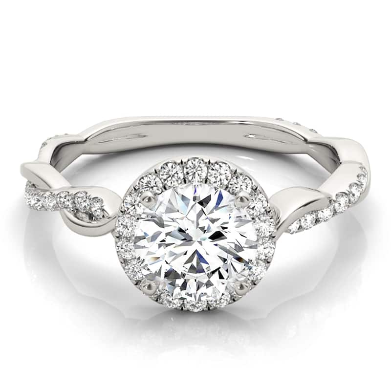 Auriya 14k-White Gold Lab Grown Round Diamond Halo Engagement Ring 0.50 to 5.00 ct. tw. (F-G VS)