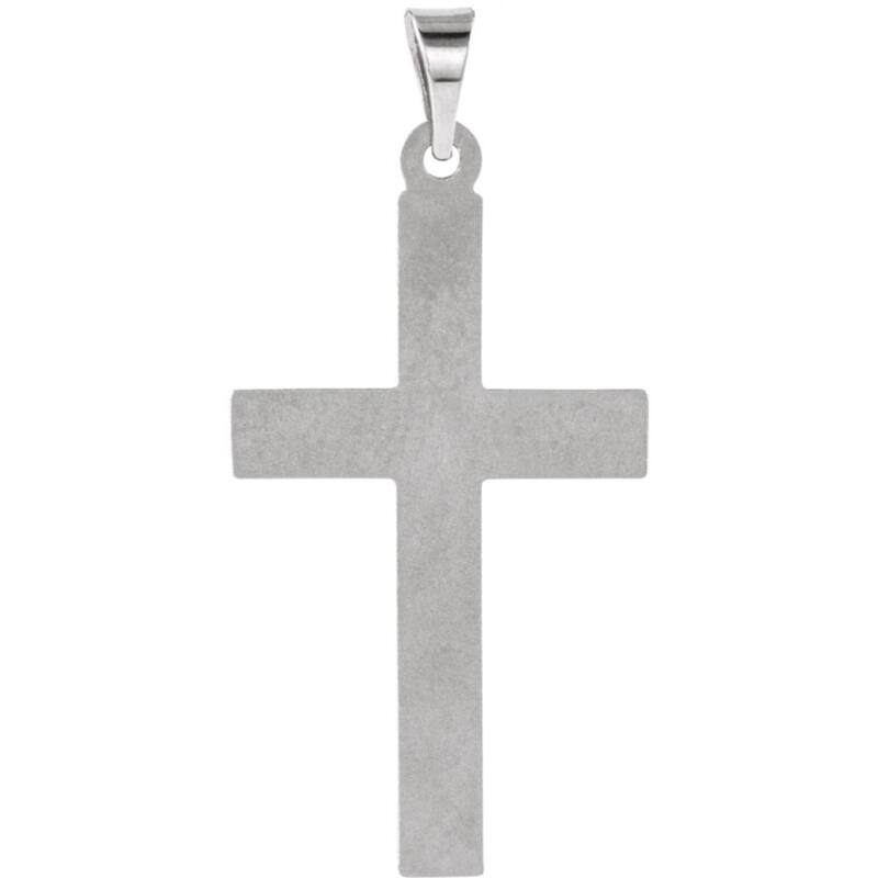 Curata 14k White Gold Simple Ribbed Cross Pendant Necklace, 16" 24x14mm