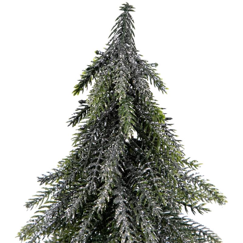 Mini Silvery Pine Downswept Artificial Christmas Trees 9.5" Set of 3 - Tabletop