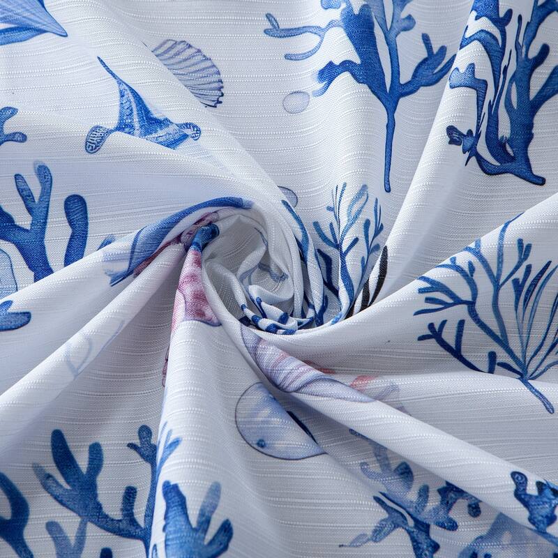 Dainty Home Seaside 3D Textured Fabric Shower Curtain with 12 Metal Rollerball Hooks, 70" x 72"