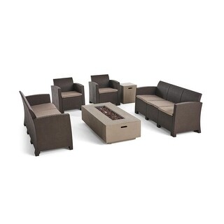 Comet Faux Wicker/ Concrete 6-piece Outdoor Fireplace Chat Set by Christopher Knight Home