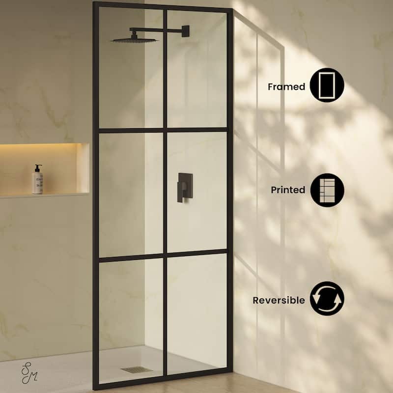 Virage 34 X 76 Framed Fixed 3/8 In. (10Mm) Clear Tempered Glass Shower Door With Black Matte Frame - 34 x 76