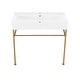 preview thumbnail 33 of 68, Claire Ceramic Console Sink White Basin Gold Legs