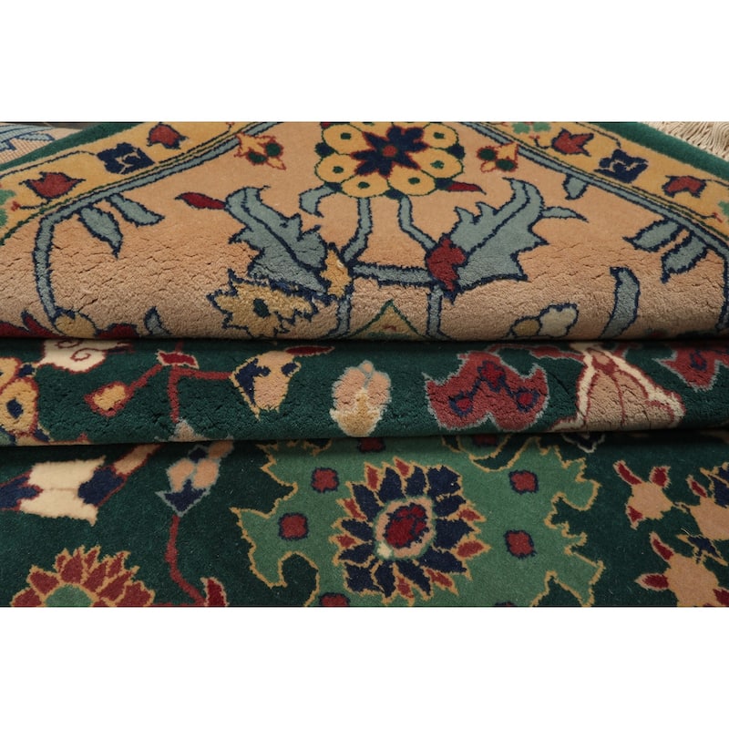 8x10 Hand Knotted New Zewland Wool Green Oushak Crafts Plush Pile Rug - 8' x 10'