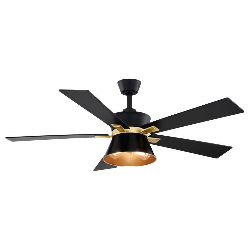 Scottsdale Black and Gold Mid-Century Modern 52-in. Ceiling Fan with LED Light Kit and Remote - 52-in W x 17-in H x 52-in D