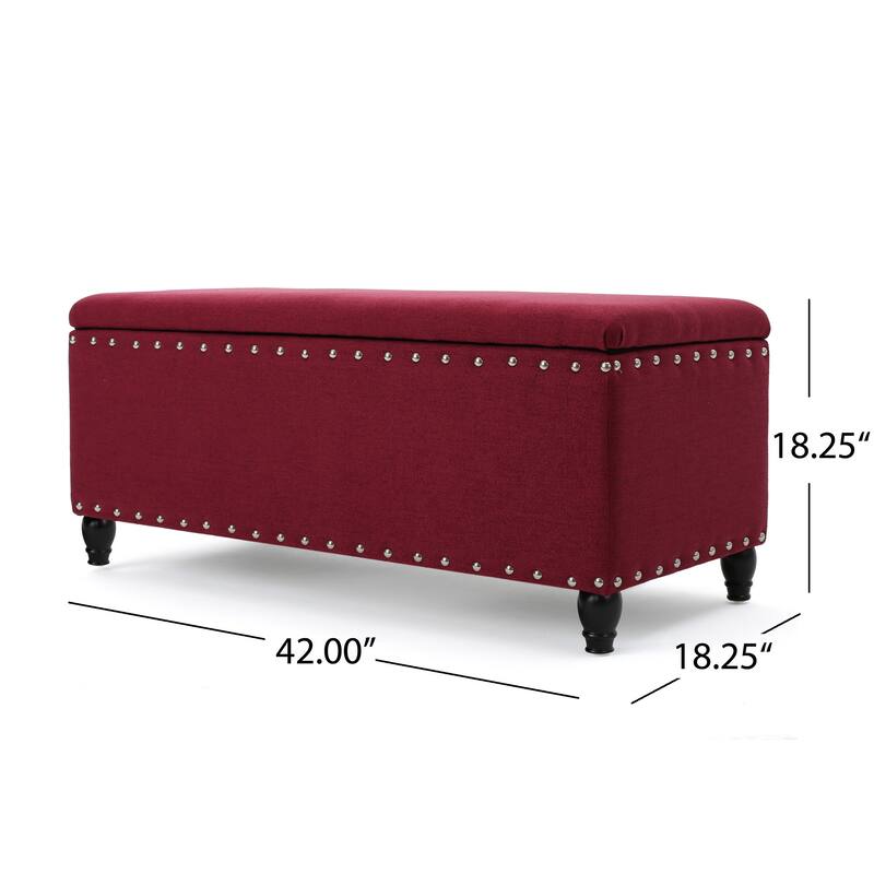 Tatiana Contemporary Fabric Storage Ottoman with Nailhead Trim by Christopher Knight Home