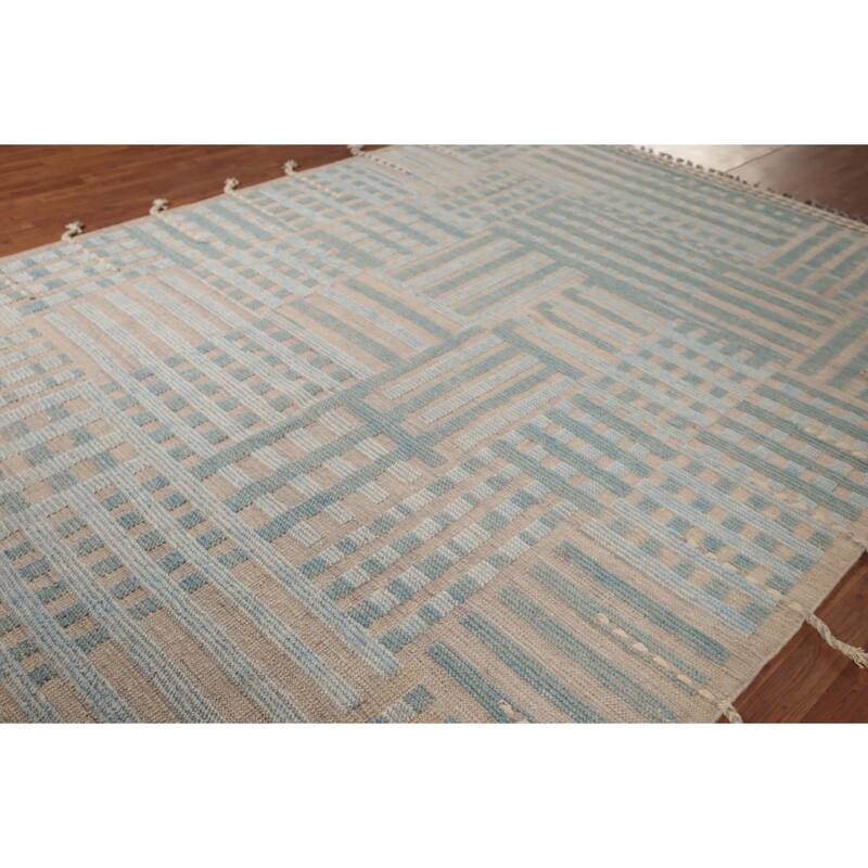 Earth Tone Moroccan Modern Area Rug Hand-Knotted Wool Carpet - 8'0"x 10'10"