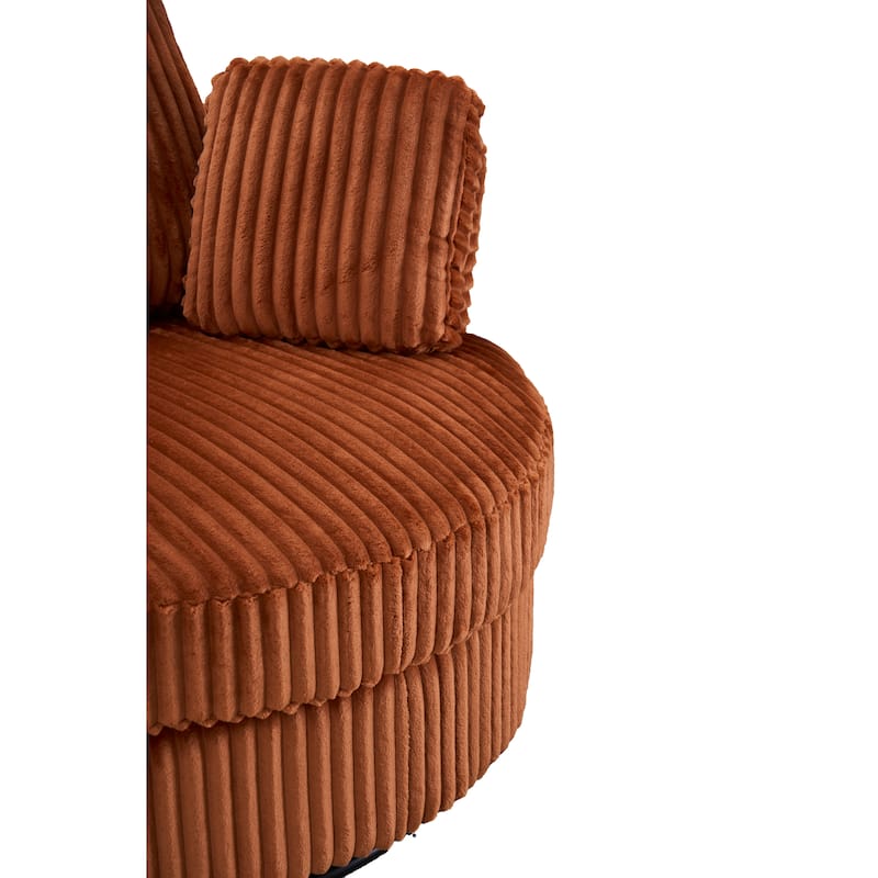 Oversized 360 Degreed Swivel Accent Chair Modern Soft Plush Corduroy Round Barrel Chair For Living Room Bedroom With Pillows