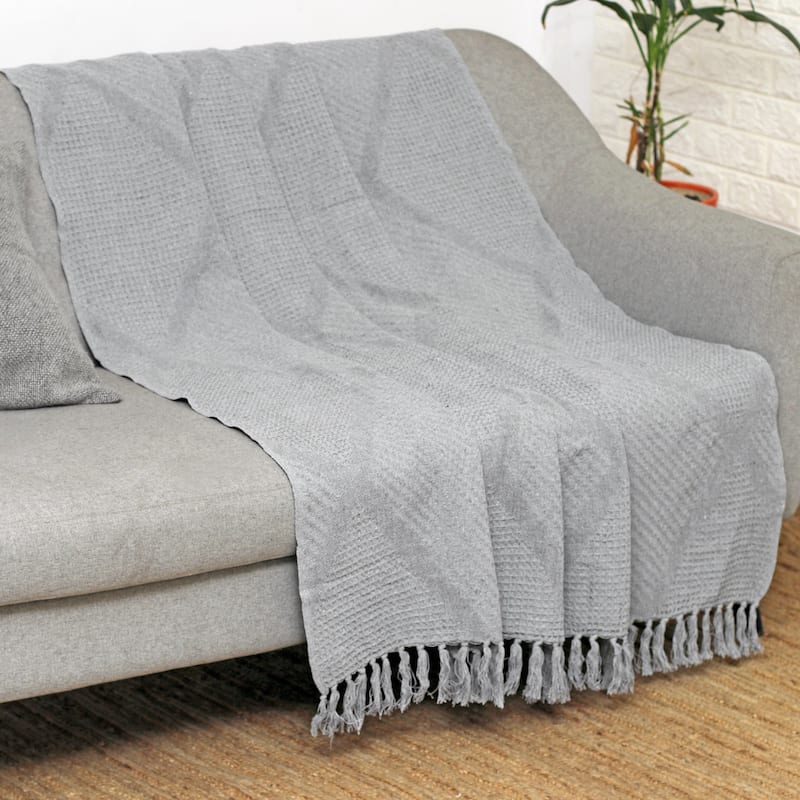 Novica Handmade Grey Desire Cotton Throw