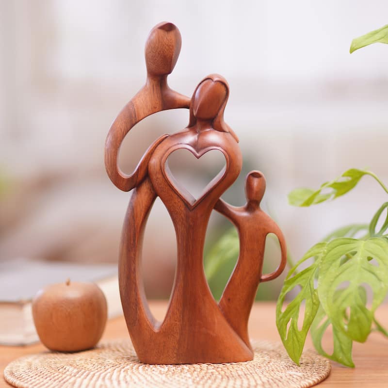 Novica Handmade Beloved Family Wood Sculpture