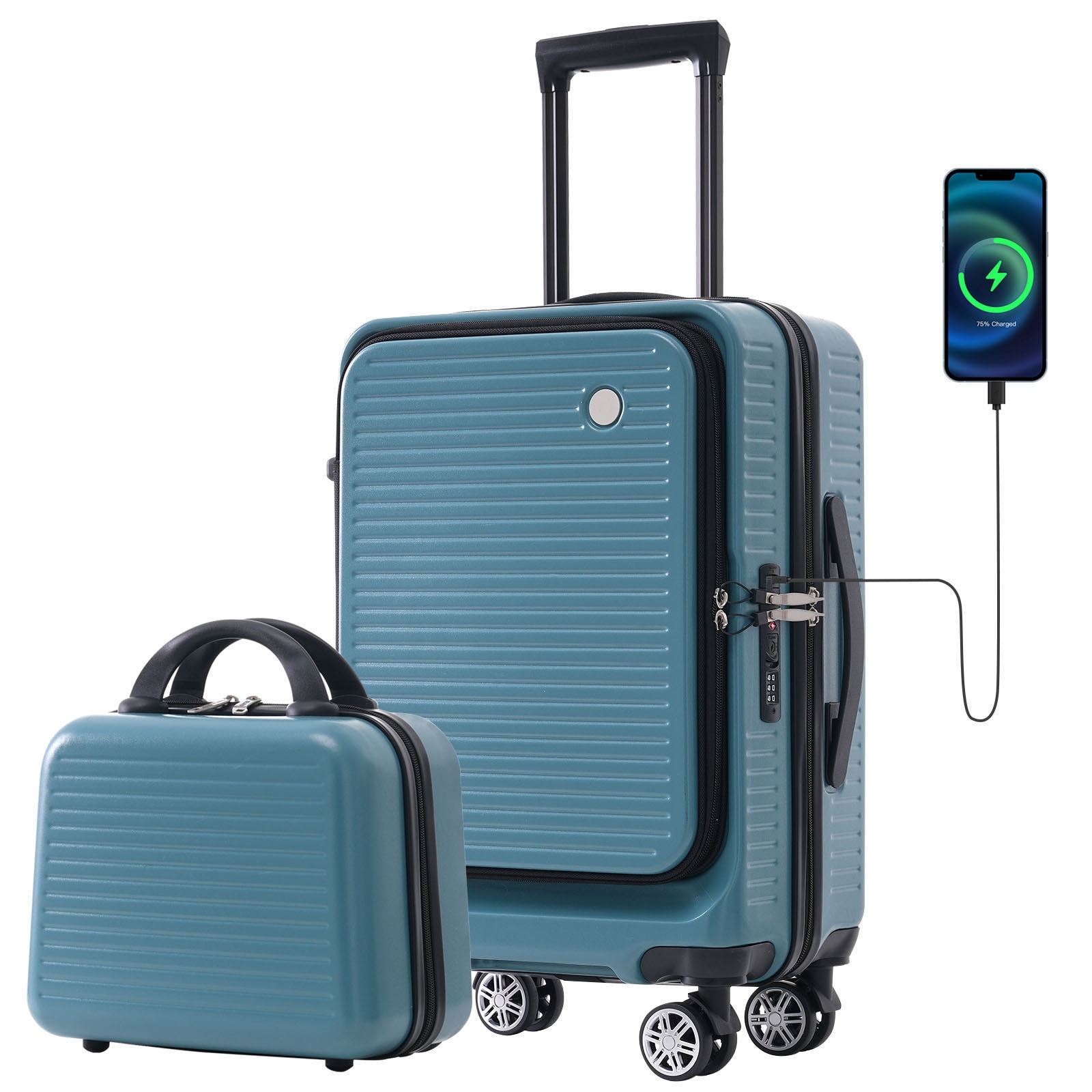 20 Inch Carry On Luggage with Front Pocket and USB Port