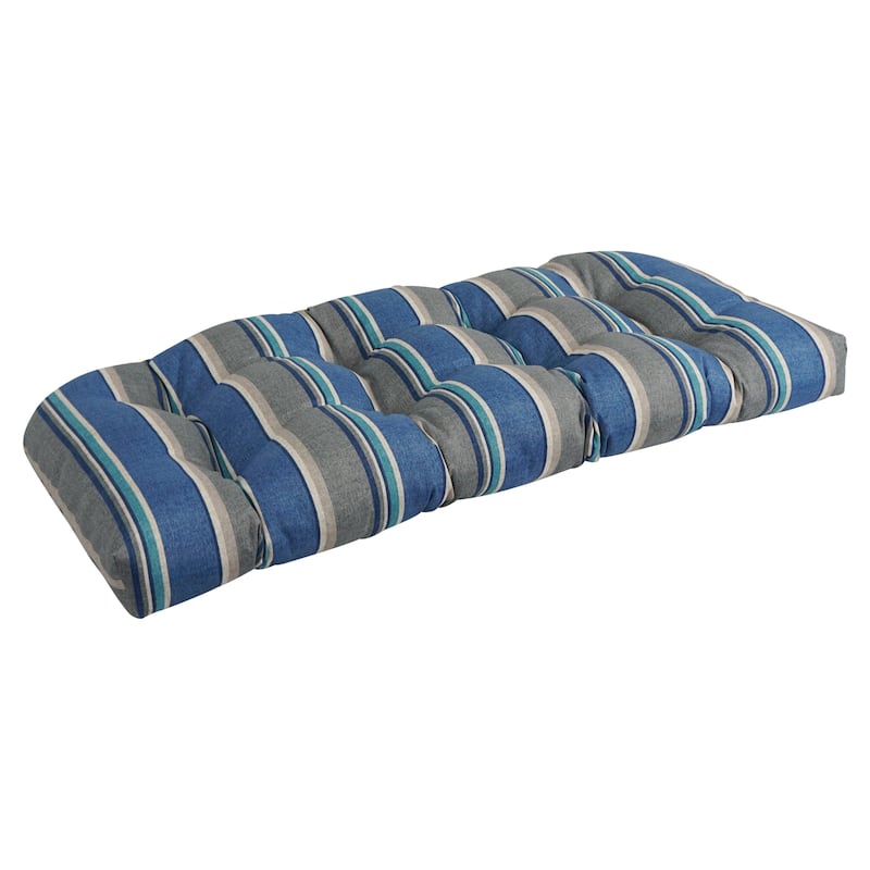 42-inch Rounded Back Tufted Outdoor Loveseat/Bench Cushion - Sovaro Denim