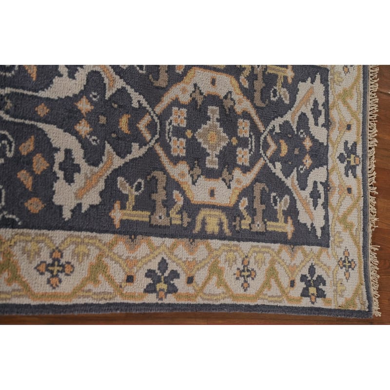 Blue Oushak Runner Rug Hand-knotted Wool Carpet - 2'6"x 9'11"