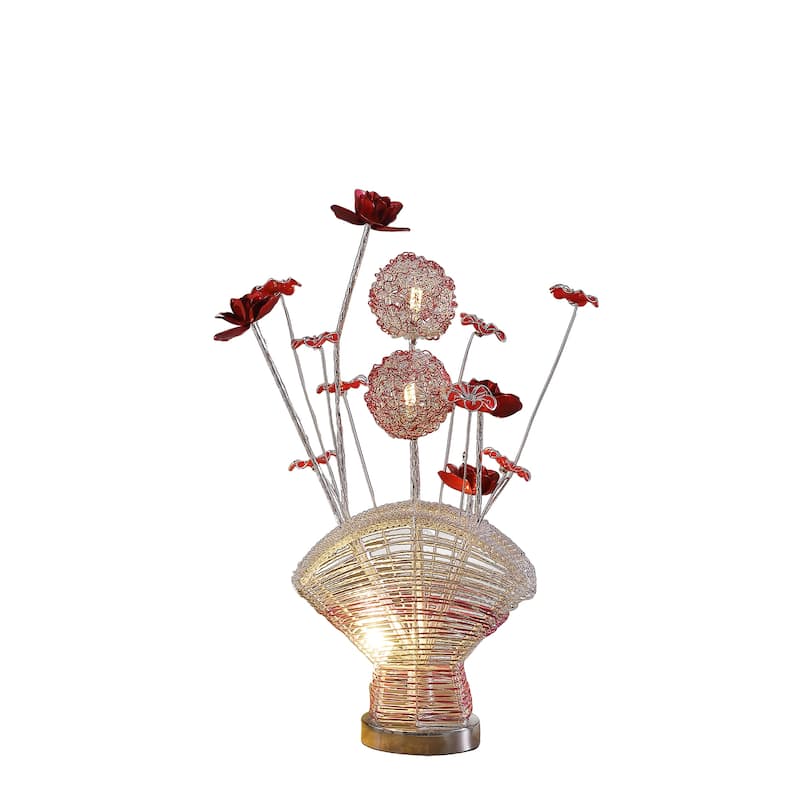 21.5 In LED Aluminum Rose Petal Vase Table Lamp