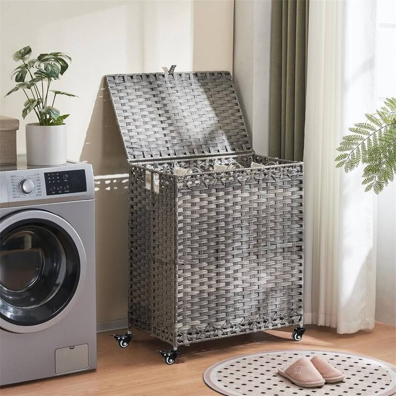 Laundry Hamper with Wheels Lid - 25.98"L x 15.75"W x 28.54"H