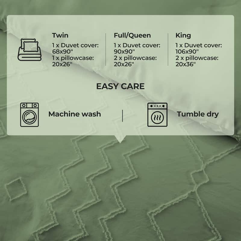 Bohemian Clipped Duvet Cover Set with Zipper Closure