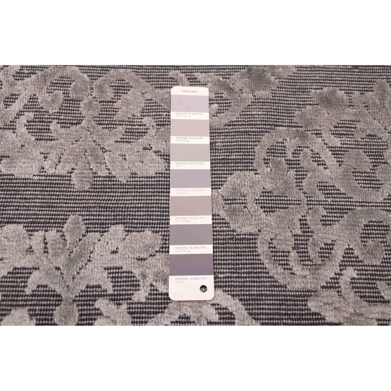 ECARPETGALLERY Hand Loomed Elysian Dark Grey Viscose, Wool Rug - 8'4 x 11'7