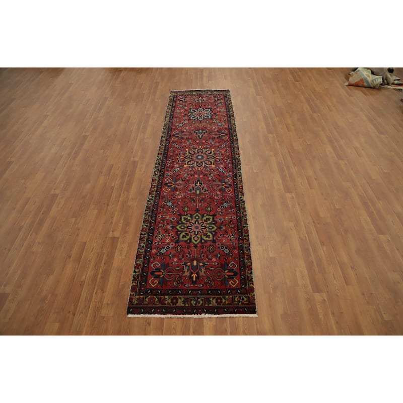 Hand Knotted Oriental 100% Wool Carpet Traditional Floral Oranges & Rust Tabriz Runner Rug - 10' 11'' X 2' 10''