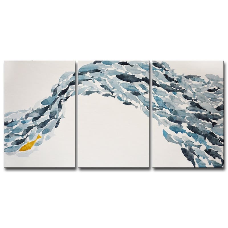 'Goldfish' Wrapped Canvas Coastal Wall Art Set by Norman Wyatt Jr. - (3) 12" W x 18" H