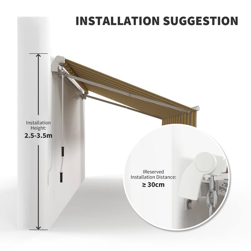 141.8"L x 118.1"W Wall Mounted Terrace Retractable Awning