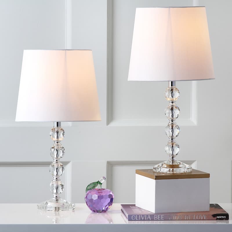 SAFAVIEH Lighting Denita 16-inch Grey Shade Stacked Crystal Ball Table Lamp (Set of 2) - 9"x9"x16" - 9Wx9Dx16H