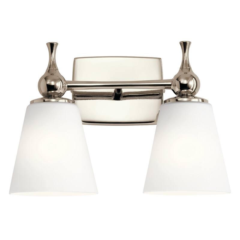 Kichler Cosabella 15 Inch 2 Light Vanity Light with Satin Etched Case Opal in Polished Nickel