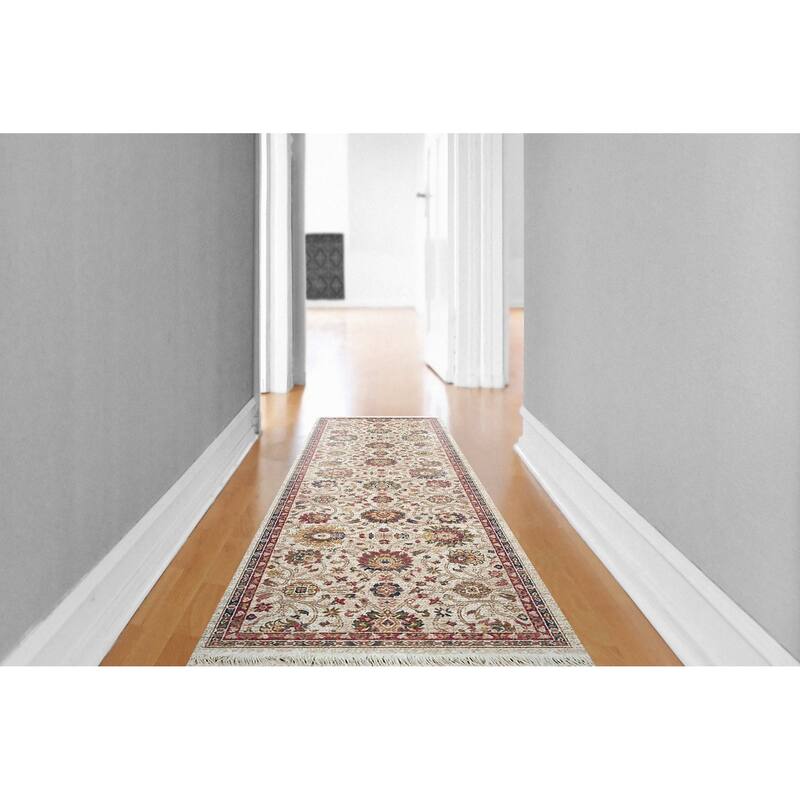 Dynamic Rugs Juno Transitional Area Rug - 2'2" X 7'5" - Ivory/Red