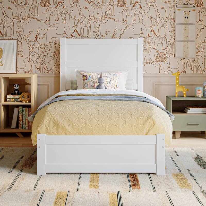 Aveline Wood Platform Bed with Matching Footboard & Trundle