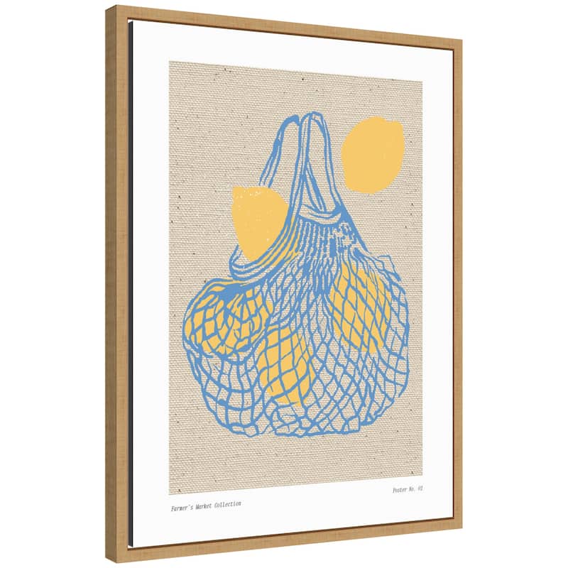 Kate and Laurel Fruit Farmers Market Print No 1 Lemons by The Creative Bunch Studio Framed Canvas Wall Art Print - 18 x 24 - Brown
