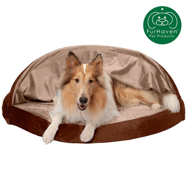 FurHaven Pet Bed | Orthopedic Microvelvet Snuggery Burrow Dog Bed