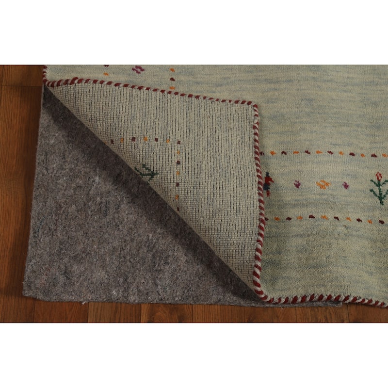 Hand Knotted Oriental 100% Wool Carpet Tribal Animal Pictorial Green Gabbeh Area Rug - 5' 10'' X 3' 11''