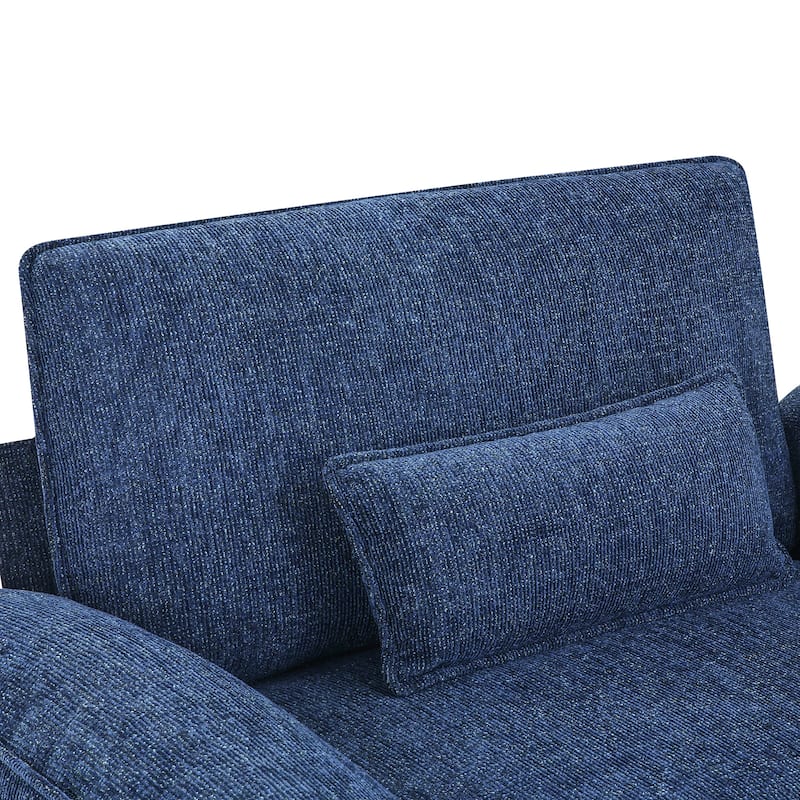 52" W Chaise Lounge Chair Indoor, Oversized Accent Chair With Ottoman For Living Room, Chenille Single Sofa Bed, Reading Chairs