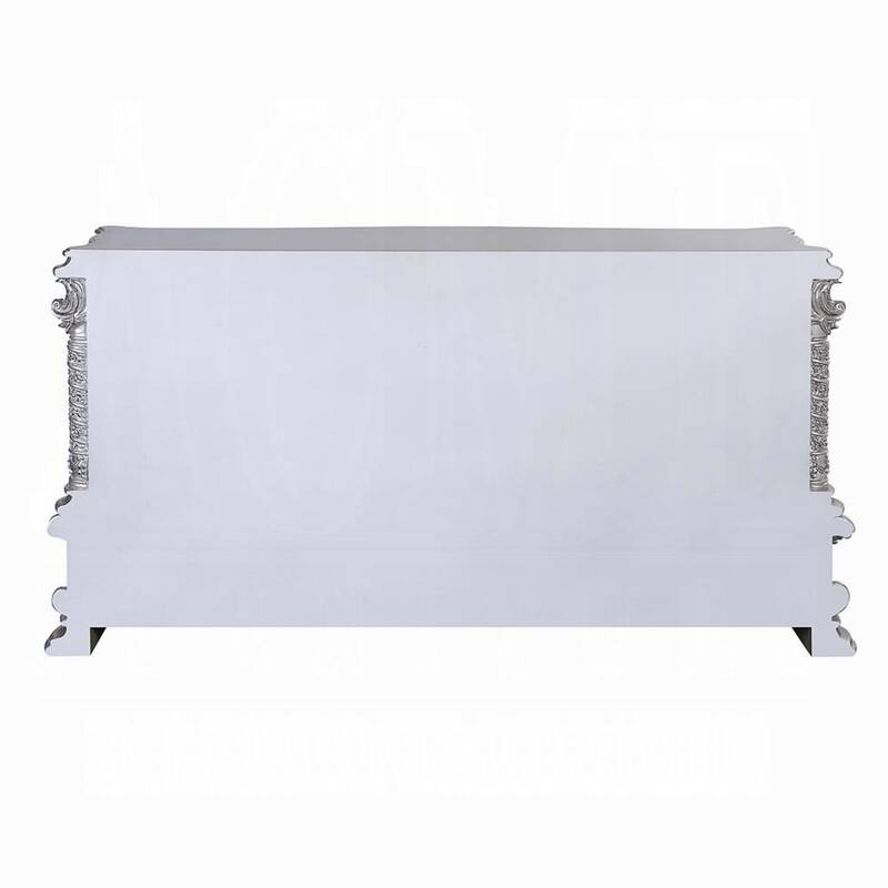 Vera Sideboard Buffet Console, 79 Inch 4 Doors, Platinum Floral Scroll