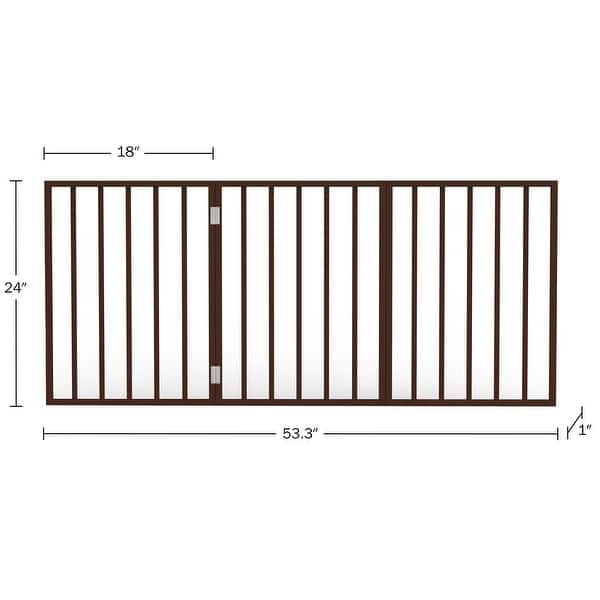 dimension image slide 4 of 5, 3-Panel Indoor Foldable Dog Gate - 54x24-Inch Wood Freestanding Pet Fence