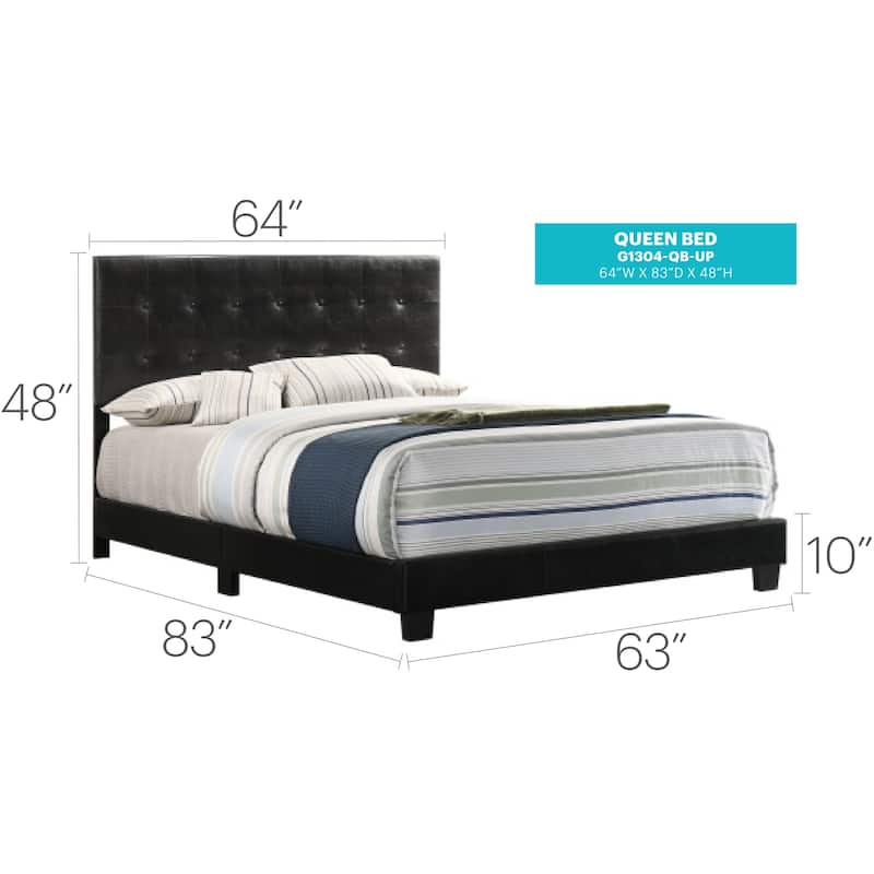 Baroque Bed Frame, Black Tufted Bed, Elegant Bedroom Furniture, Queen Size Bed