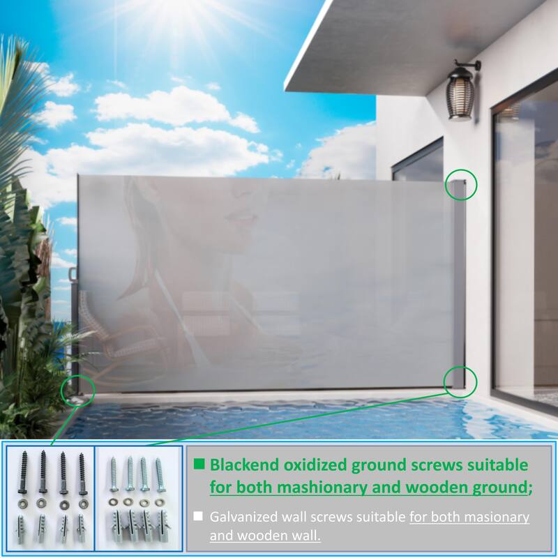 71x138 Inch Retractable Side Awning, Semi-transparent UV Printed, UPF50+, Ideal for Garden, Balcony, Pool