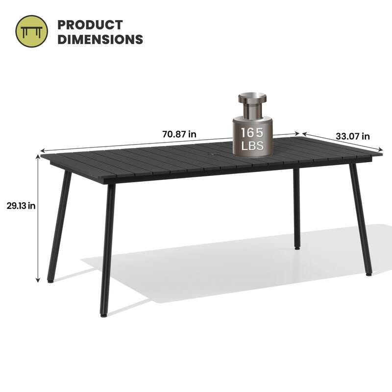 Outdoor Dining Furniture Rectangular Dining Table with Umbrella Hole