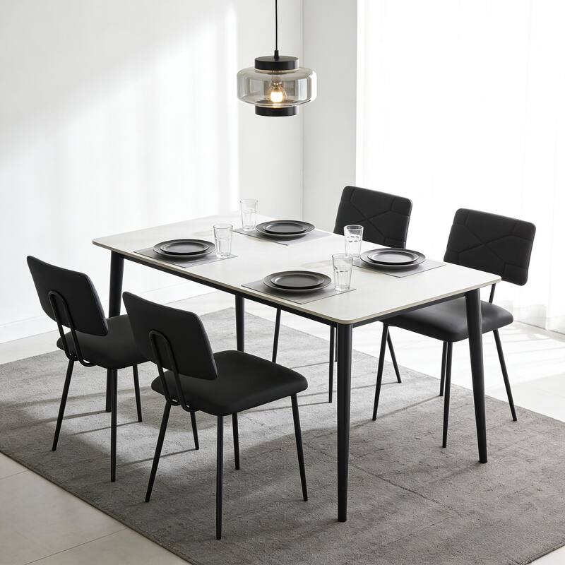 VECELO PU Leather Dining Chairs 2/4-Pack X-Back Side Chairs with Gold/Black Legs for Living room Bedroom Study Kitchen