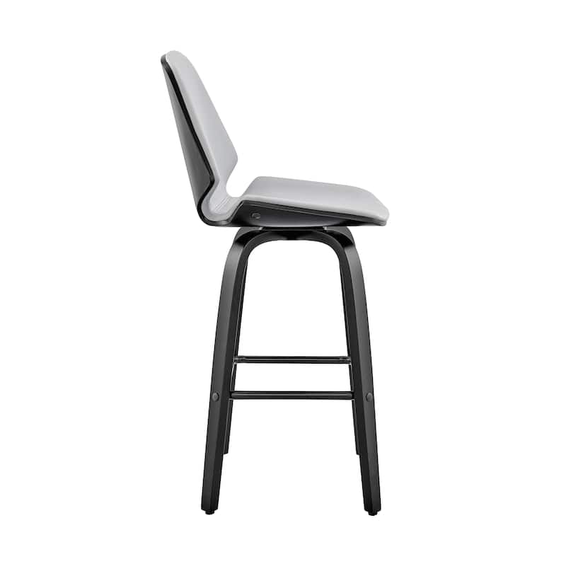 Arabela Faux Leather and Wood Swivel Counter Stool - Walnut