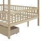 preview thumbnail 6 of 8, Full Size Wooden House Bed with Two Drawers and Fence, Natural