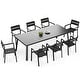 preview thumbnail 16 of 18, 7/9/11/13-Piece Set Outdoor Aluminum Dining Table with Umbrella Hole and Stackable Chairs Black - Set of 9
